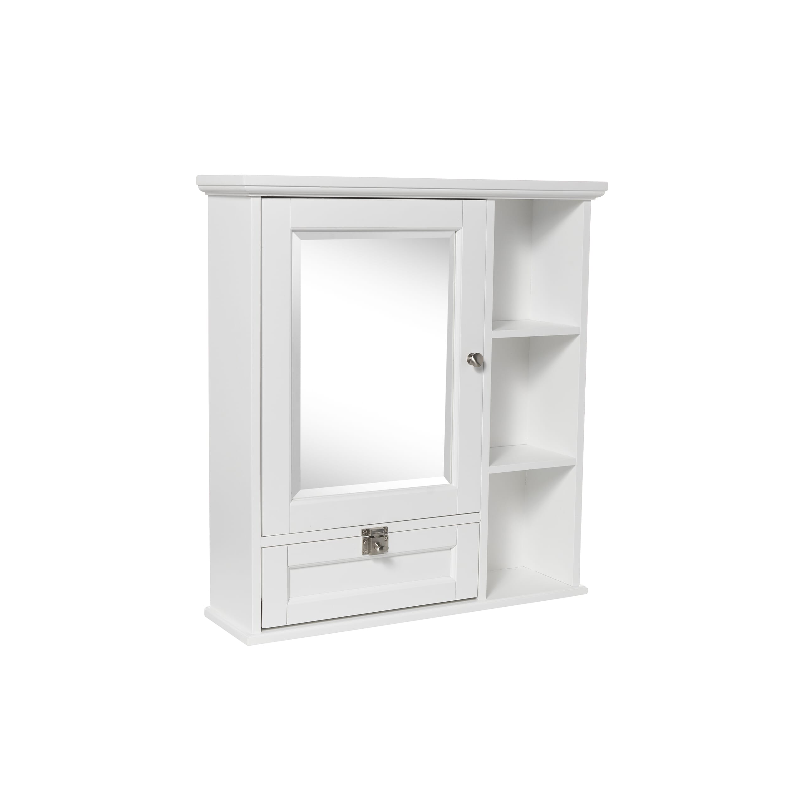 Bath Storage Medicine Cabinet with Mirror Door White Finish Homewerks Worldwide